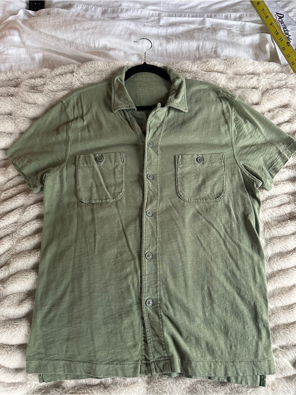 J. Crew Olive Short-Sleeve Button-Down Pocket Shirt